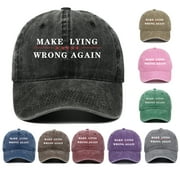 VERJ MAKE LYING WRONG AGAIN Trendy Cotton Washed Baseball Cap