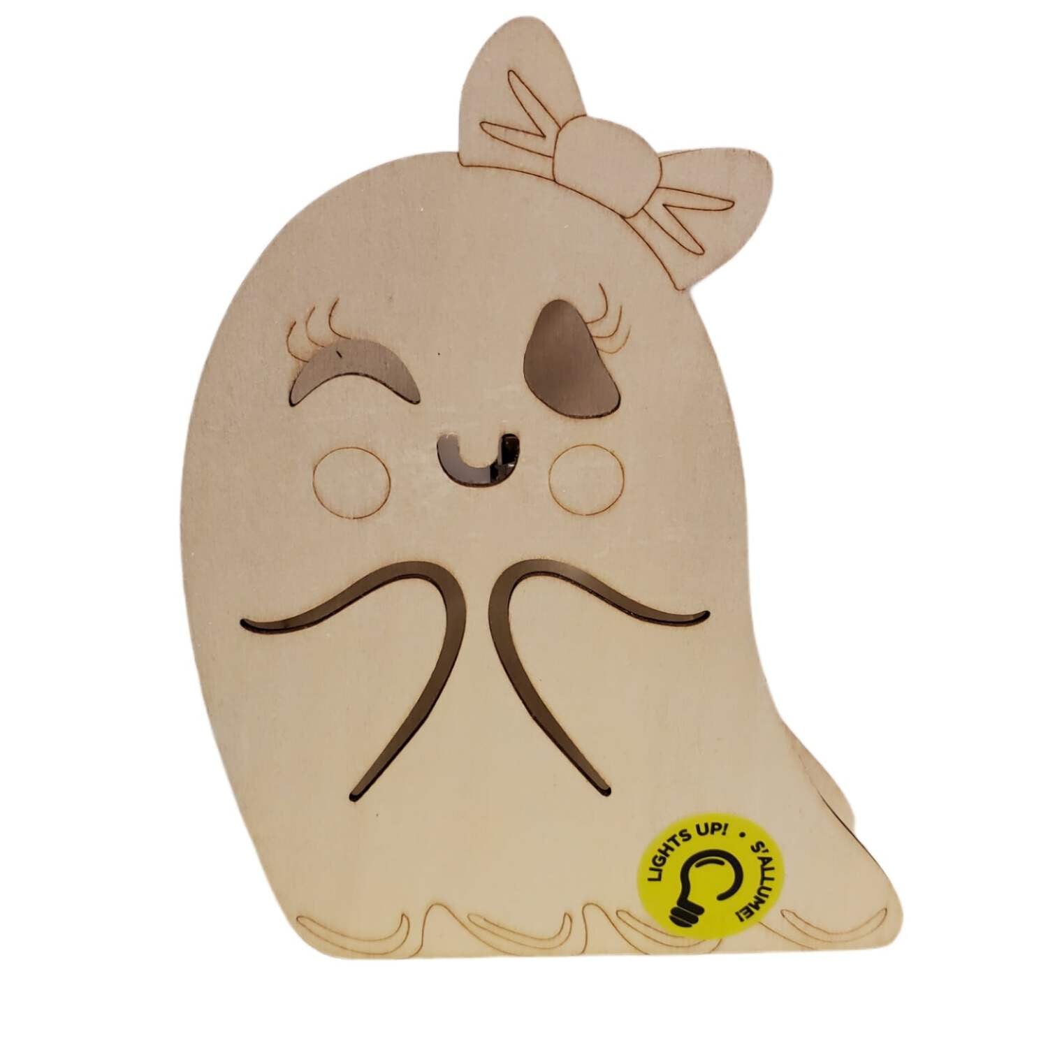 MAKE MARKET, DIY Wood Light Up HALLOWEEN Ghost, DIA DE LOS MUERTOS, 6 X 5 in