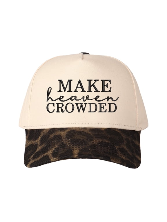 MAKE heaven CROWDED Letter Embroidered Color Block Trucker Hat Unisex Adjustable Cotton Breathable Fashion Cap for Travel Daily Wear