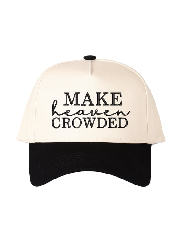 MAKE heaven CROWDED Letter Embroidered Color Block Trucker Hat Unisex Adjustable Cotton Breathable Fashion Cap for Travel Daily Wear