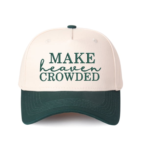 MAKE heaven CROWDED Letter Embroidered Color Block Trucker Hat Unisex Adjustable Cotton Breathable Fashion Cap for Travel Daily Wear