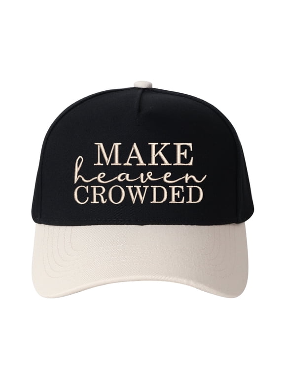 MAKE heaven CROWDED Letter Embroidered Color Block Trucker Hat Unisex Adjustable Cotton Breathable Fashion Cap for Travel Daily Wear