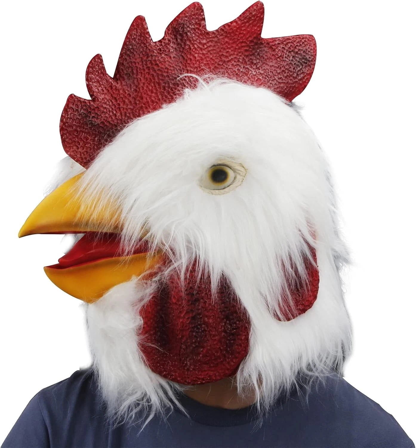 MAKEATREE Chicken Mask, Rooster Head for Adult, White, Latex, Halloween ...