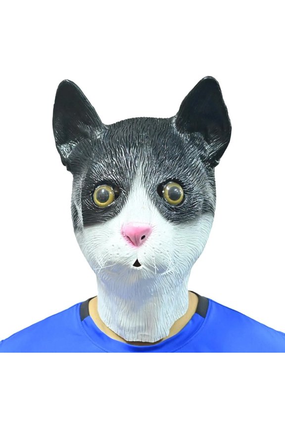 Cute Cat Mask for Adults, Realistic Latex Cat Head Mask for Halloween Costume, Party Props, Unisex Animal Full Face Mask