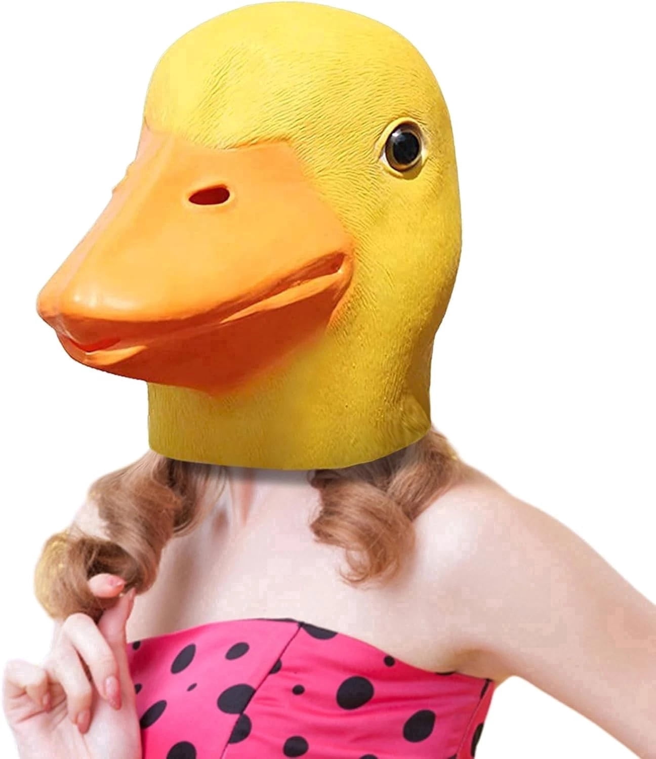MAKEATREE Duck Head Mask, Funny Animal Rubber Latex Adult Costume Mask for Halloween Christmas Masquerade Cosplay Prop Decor Unisex