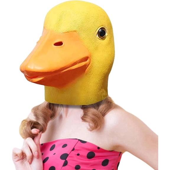 MAKEATREE Duck Head Mask, Funny Animal Rubber Latex Adult Costume Mask for Halloween Christmas Masquerade Cosplay Prop Decor