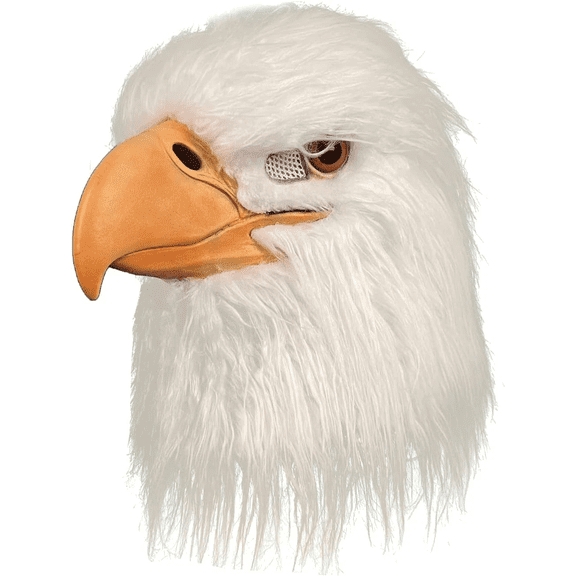 MAKEATREE Eagle Mask Hawk Head Costume for Adult, Animal Rubber Bird Mask Latex Props Decor for Party Halloween Christmas Masquerade Cosplay, White