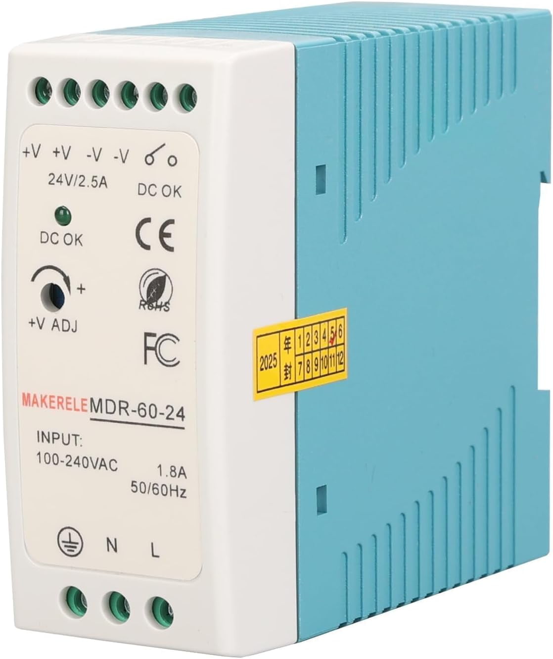 MAKERELE MDR 24V AC to DC DIN Rail Power Supply 60W, Industrial Rail ...