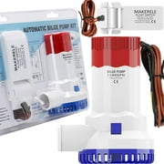 MAKERELE Marine 12v Bilge Pump Electric Pump 1500GPH Boat Bilge Pump Can Be Used For Spa, RV, Yacht, With Float Switch