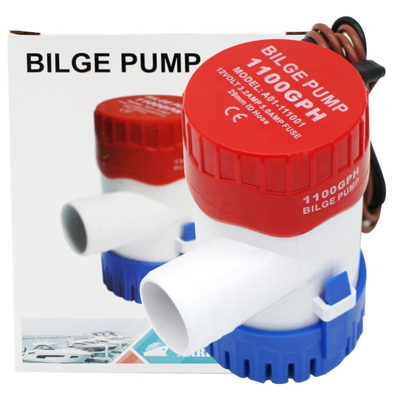 MAKERELE Marine Electric Bilge Pump DC12V 1100GPH High Efficiency and Low Noise Non- Automatic Bilge Pump Suitable for a Variety of Boat Type Water Equipment