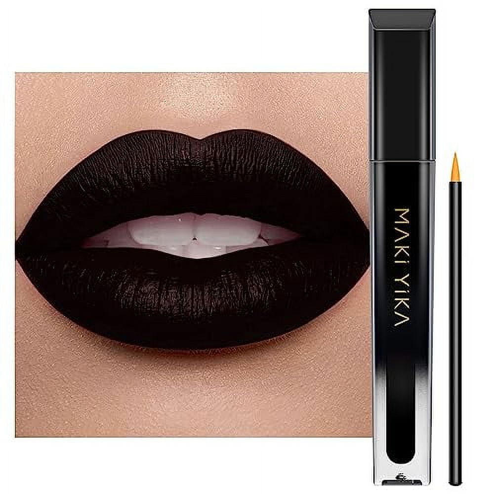 MAKI YIKA Black Lipstick, Matte Black Liquid Lipstick Waterproof With