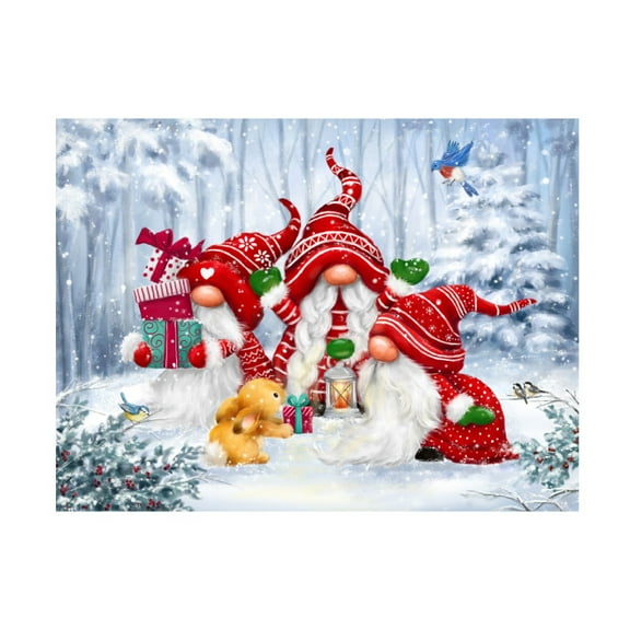 MAKIKO 'Christmas Gnomes With Rabbit' Canvas Art