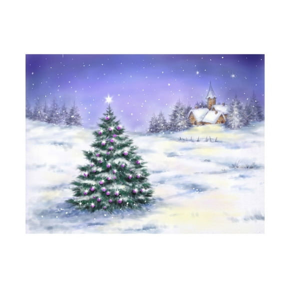 MAKIKO 'Christmas Tree In Snow' Canvas Art