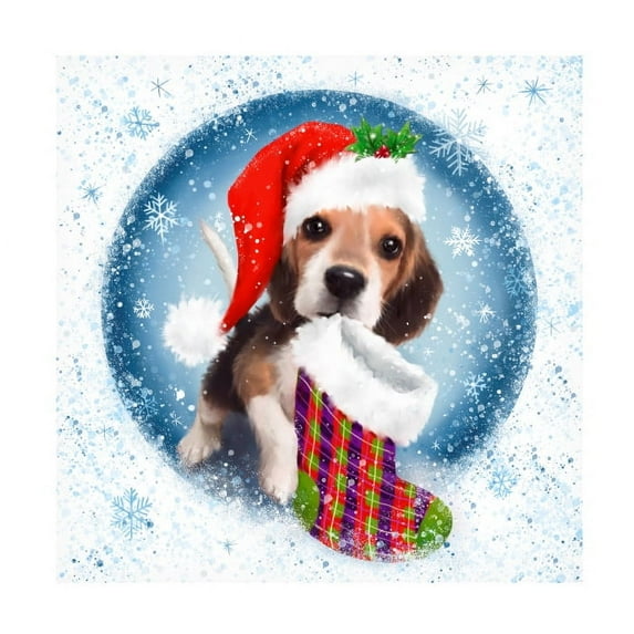 MAKIKO 'Dog With Colorful Sock' Canvas Art