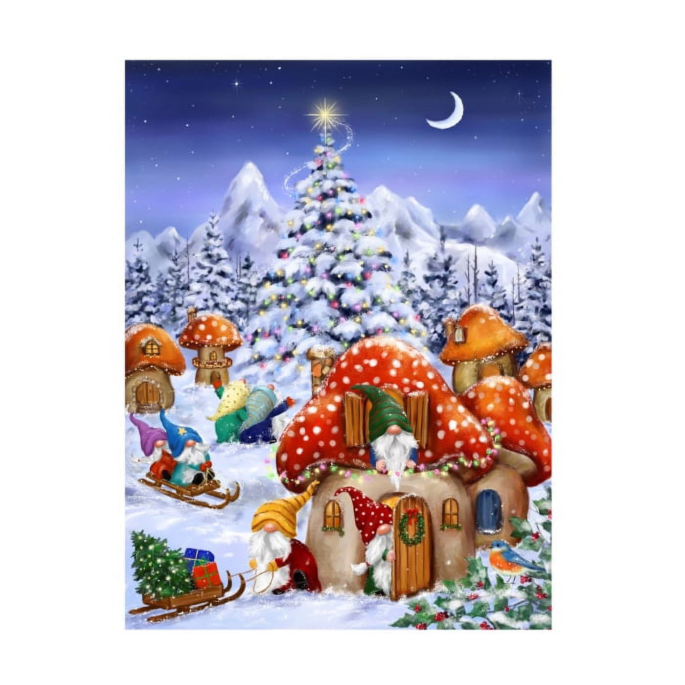 Makiko Winter Village Gnome Scene Canvas Art, 24 x 32 inches