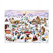 MAKIKO 'Penguins Village Scene' Canvas Art