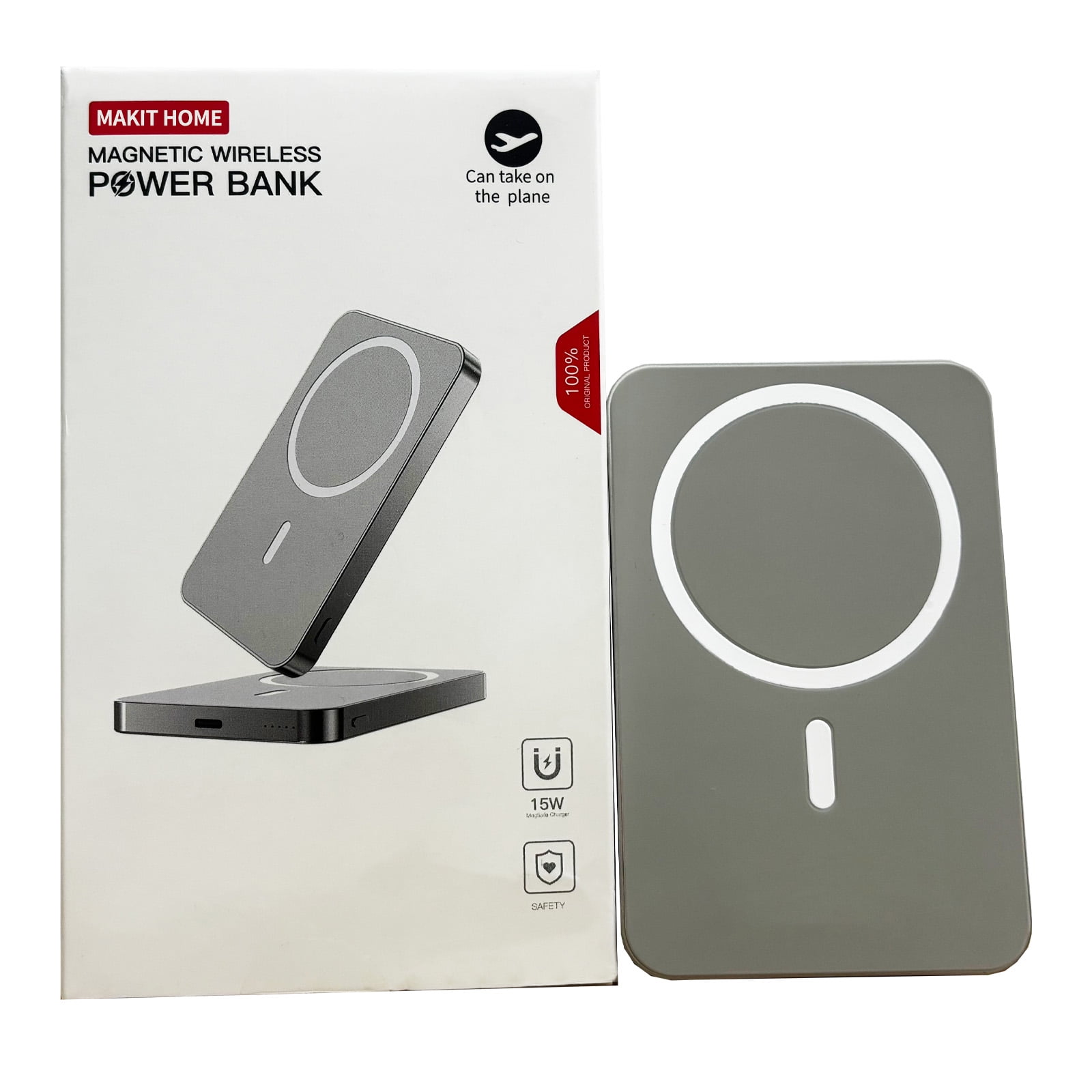 MAKIT HOME Magnetic Power Bank, 10000mAh Wireless Portable Charger with Tape Digital Display, 20W Fast Charging Battery Pack, Compatible with MagSafe Charger, Black