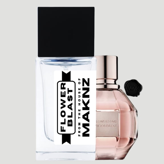 MAKNZ Flower Blast Eau de Parfum, Inspired by Flowerbomb, Perfume for Women, 1.7 oz / 50ml Floral, Patchouli, White Floral, Woody, Powdery, Citrus, Sweet, Musky, Warm Spicy, Rose