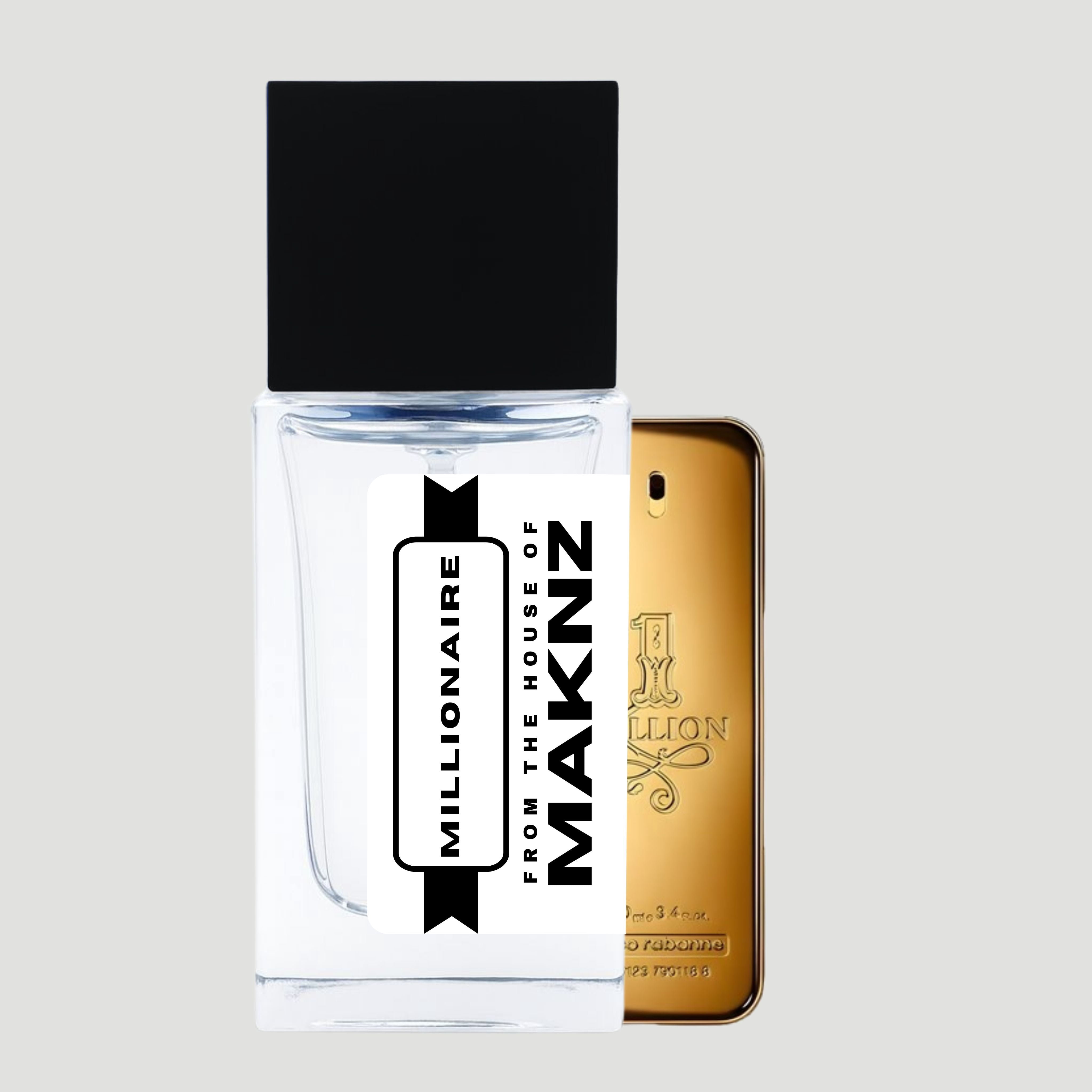 MAKNZ Millionaire Eau de Parfum, Inspired by One Million, Cologne for Men, 1.7 oz / 50ml – Cinnamon, Citrus, Amber, Woody, Leather, Rose, Spicy