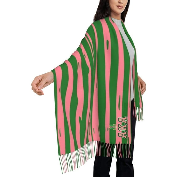 MAKOO AKA Scarf Sorority Winter Pashmina Shawl Wrap with Fringed Edges for Women, Warm & Soft, Gift Ready-70X28 Inches