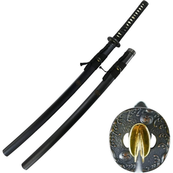 MAKOTO Handmade Sharp Katana Black Japanese Samurai Sword 40" (Warlord)