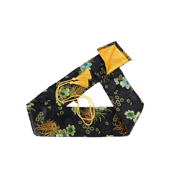 MAKOTO Synthetic Silk Handmade Sword Bag Dandelion on Black Style 201