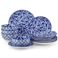 thumbnail image 1 of MALACASA 12 Pieces Dinnerware Sets, Porcelain Plates and Bowls Set for 4, Blue and White Porcelain Dish Set, White Orchid Pattern, 1 of 11