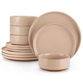 thumbnail image 1 of Malacasa 12 Pcs Dinnerware Sets for 4, Plates and Bowls Set, Stoneware Tableware Dishwasher Microwave Safe, Pink, 1 of 12