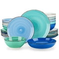 thumbnail image 1 of MALACASA 24-Piece dinnerware Set for 6, Stoneware dinner set plate, Blue, 1 of 8