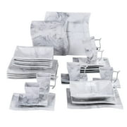MALACASA, 30-Piece Porcelain Dinnerware Set, Dinner Set for 6, Marble Grey