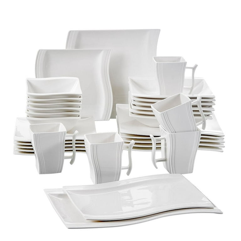 MALACASA 32-Piece Porcelain Dinnerware Set, Dinner Set for