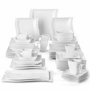 MALACASA 56-Piece Dinnerware Sets, Porcelain Dinner Set For 12, Ivory White
