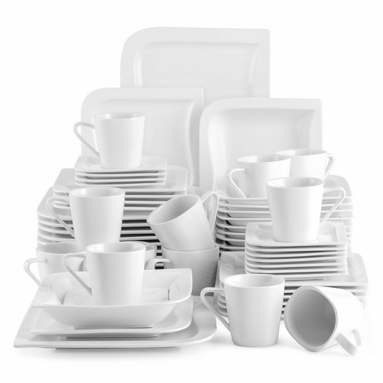 MALACASA Dinnerware Sets, 60-Piece Porcelain Gray