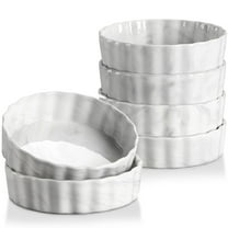 vancasso, 8 OZ Ramekins Set of 6, Porcelain Pie Dishes, Tart Pan Small Pie Tins Quiche Pans, Round