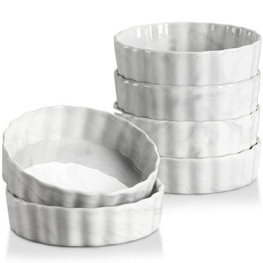 vancasso, 8 OZ Ramekins Set of 6, Porcelain Pie Dishes, Tart Pan Small Pie Tins Quiche Pans, Round
