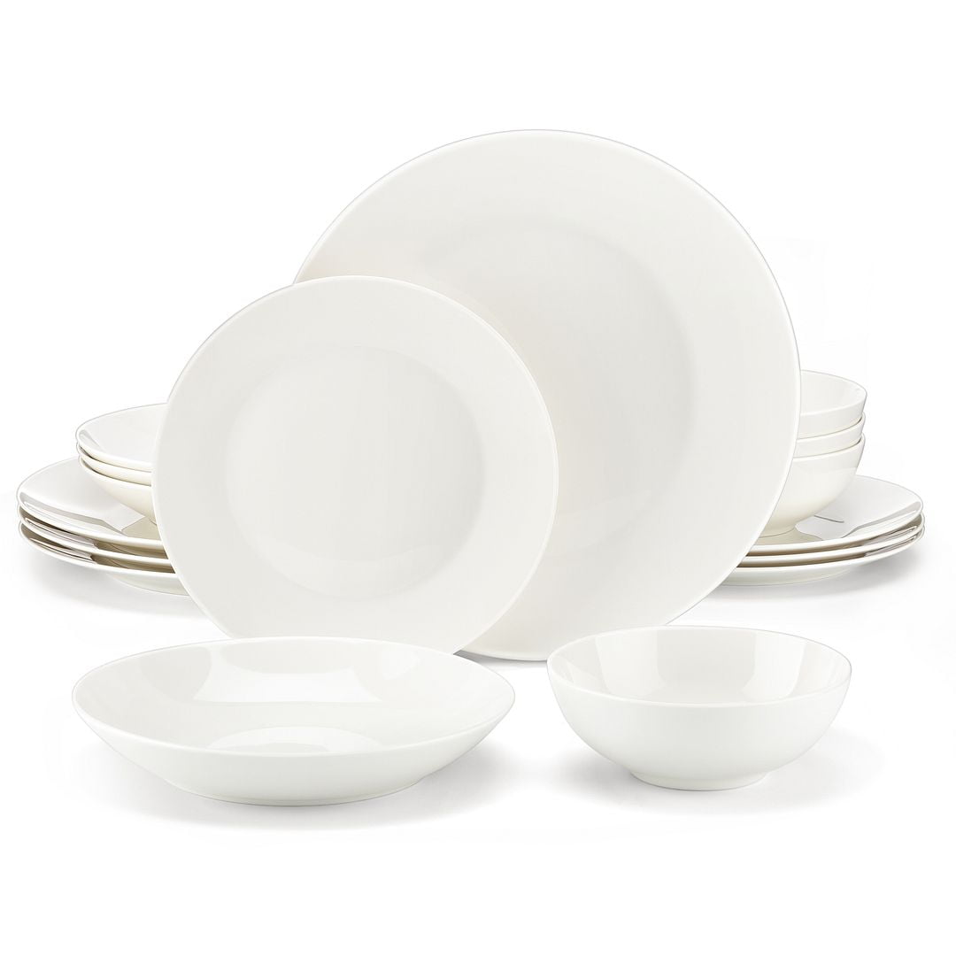 MALACASA Dinnerware Sets for 4, 16-Piece Square Plates and Bowls