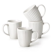 Malacasa Coffee Mugs Sets of 4, 12 oz Ceramic Coffee Cups with Elegant Fluted Design, Large Mugs Set for Coffee, Tea, Milk, Microwave Dishwasher Safe