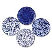 MALACASA Porcelain Dessert Plates Set of 4, 8.25-inch Blue Floral Salad Plates, Microwave Dishwasher Safe, Series SELENE