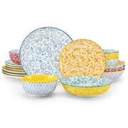 MALACASA Ceramic Dinnerware Sets for 4, 16 Pieces Porcelain Lightweight Plates and Bowls Sets, Scratch Resistant Dish Set, Oven & Microwave & Dishwasher Safe