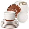 thumbnail image 1 of MALACASA Dinnerware Set for 6, 18 Pcs Ceramic Plates and Bowls Sets, Scratch Resistant Dish Set, Oven & Microwave & Dishwasher Safe, 1 of 8