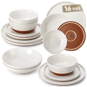 MALACASA Dinnerware Set for 4, 16 Pcs Ceramic Plates and Bowls Sets, Scratch Resistant Dish Set, Oven & Microwave & Dishwasher Safe