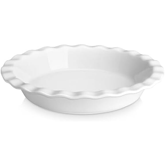 MALACASA Ceramic Pie Pan, Pie Pan for Baking 9 Inch, 40 OZ Pie Plate Round Pie Dish for Baking Fluted Pie Dish Baking Pan, Non Stick Deep Pie Dishes for Quiche, Apple Pies, Pot Pies, Tart, etc.