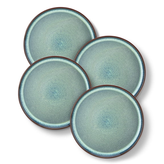 MALACASA Dinner Plates Set of 6 Stoneware, 10.25 Inch Green Reactive Glaze Plates, with Curved Raised Edge, Oven Safe Chip Resistant Dishwasher Safe, Series SATA