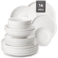 thumbnail image 1 of MALACASA Ceramic Dinnerware Set 16-Piece, Service for 4, Plates Bowls Set Dinner Plates Microwave Dishwasher Safe, White, Series MINA, 1 of 8