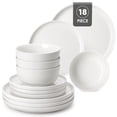thumbnail image 1 of MALACASA Ceramic Dinnerware Set 18-Piece, Service for 6, Plates Bowls Set Dinner Plates Microwave Dishwasher Safe, White, Series MINA, 1 of 9