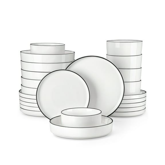 MALACASA Esmer 6-Piece Opal Glass White Soup plates Set