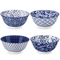 thumbnail image 1 of MALACASA Porcelain Bowls Set of 4, 23oz/6.25-inch Blue Floral Soup Bowls, Microwave Dishwasher Safe, Series SELENE, 1 of 9