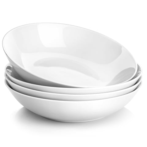 vancasso Pasta Bowls, Porcelain Salad Bowls Set of 4, 30oz Large White Serving Bowls, Soup Bowls