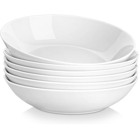 vancasso Pasta Bowls, Porcelain Salad Bowls Set of 6, Large White Serving Bowls, Soup Bowls, 30oz