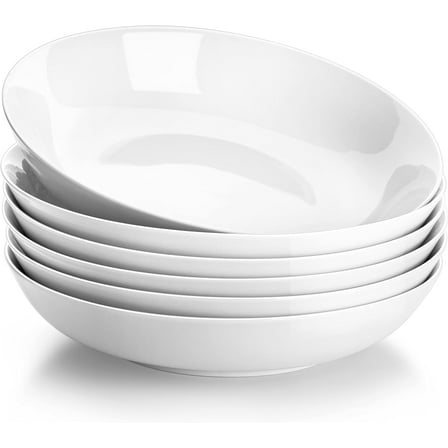 vancasso Pasta Bowls, Porcelain Salad Bowls Set of 6, Large White Serving Bowls, Soup Bowls, 40oz